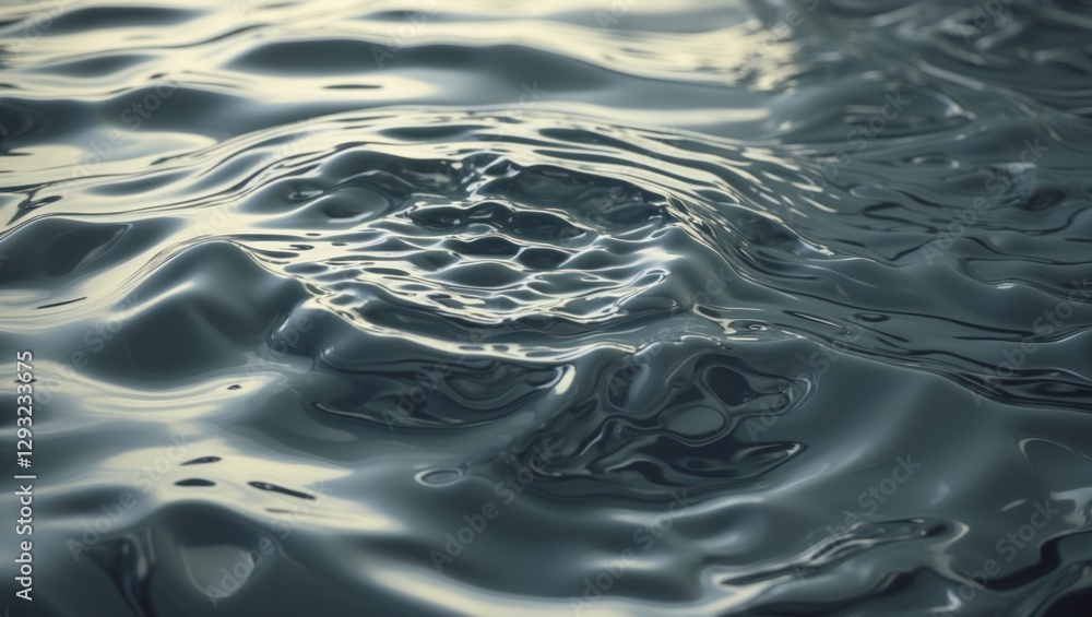 Poster rippling water surface in slow motion showcasing subtle grey tones and tranquil textures for serene 