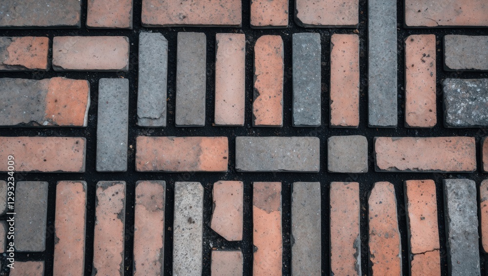 Poster paving slab texture with mixed brick floor pattern showcasing a blend of colors and shapes for archi