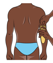 A Black African Man Measuring Tricep Skinfold using skin callipers. Flat vector illustration isolated on white background