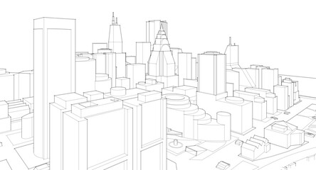  modern city panorama 3d illustration