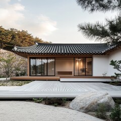 Fototapeta premium An attractive modern home with a traditional roof