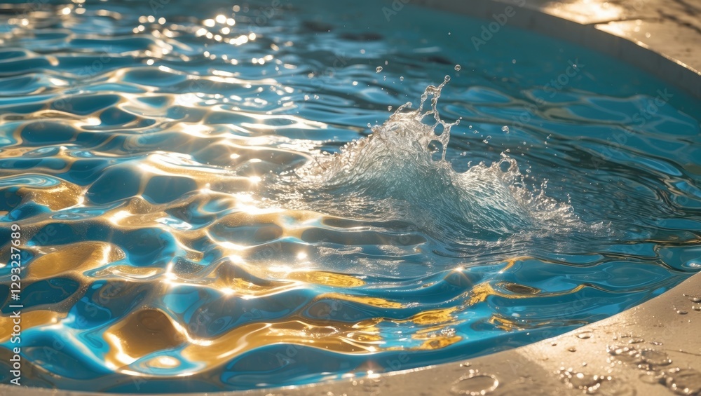 Poster abstract water waves texture with light reflections on poolside surface highlighting ripples and spl