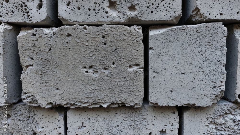 Poster detailed close-up of cinder block texture showcasing unique surface patterns and imperfections for c