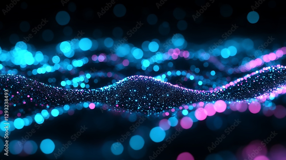 Aufkleber vibrant abstract waves of light in blue and pink with sparkling effect and depth perception for digi