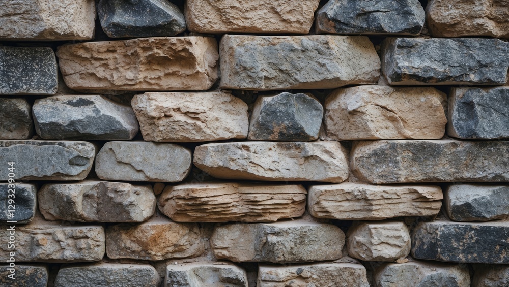 Poster natural stone wall texture with rustic and weathered finishes suitable for backgrounds and architect