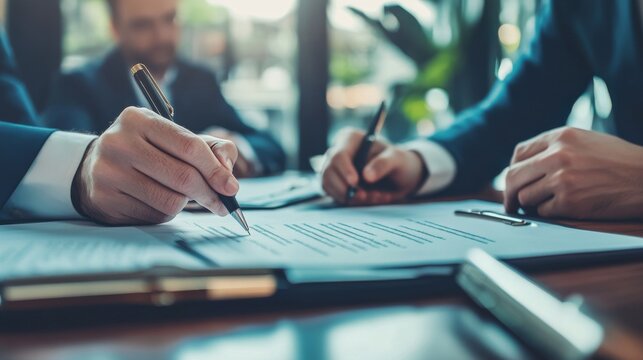In a business setting, attorneys and corporate experts review contracts together. This consultation aims to clarify legal matters, offer guidance, and facilitate agreements.