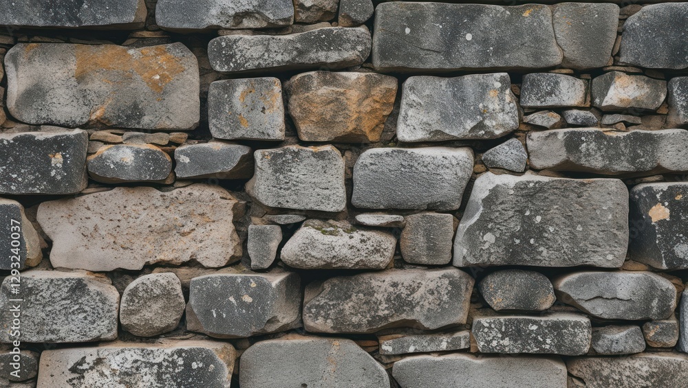 Aufkleber rustic stone wall texture for background use showcasing a mix of weathered stones ideal for architec