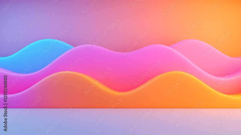 Poster vibrant waves of colorful fluid shapes in gradient background for abstract visuals and creative desi