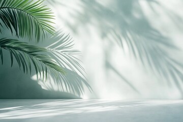 Palm leaf shadow on light wall.