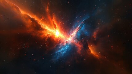 Cosmic Nebula Collision fiery gases clash in deep space, stellar background, astronomy