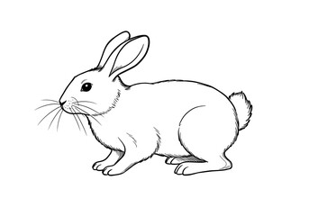 Fototapeta premium Detailed Line Art Illustration of a White Rabbit on White Background