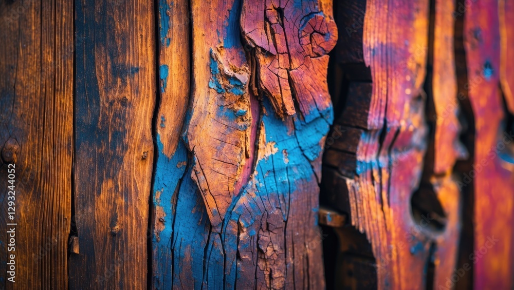 Poster vibrant abstract wood texture with colorful patterns and rustic background suitable for design and a