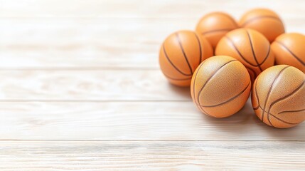 Basketballs on wooden background, sport game