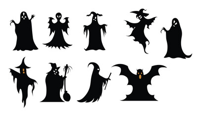 The Halloween Ghost icon set isolated on a white background,