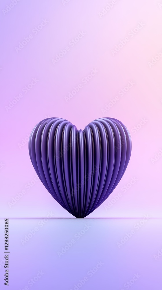 Poster stylized purple heart shape with a smooth, modern design against a soft gradient backdrop.
