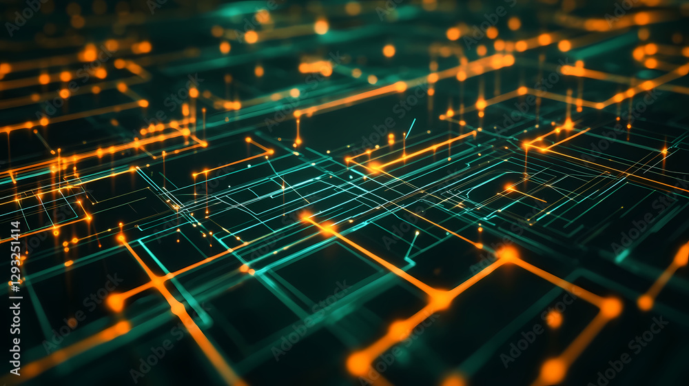 Poster abstract geometric lines with glowing points