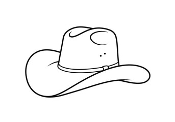 Cowboy Hat Line Art Black and White Illustration Graphic Style