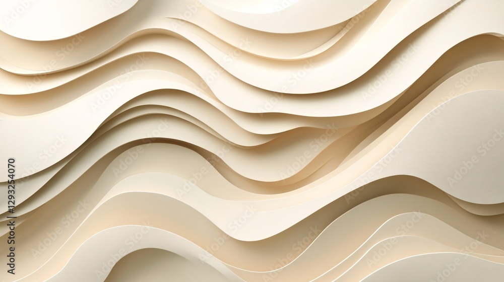 Aufkleber abstract waves of cream-colored paper create a textured, flowing design that conveys elegance and so
