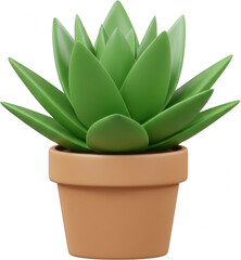 Fototapeta premium Vibrant Green Succulent in Terracotta Pot 3D Render Home Decor Plant Indoor Plant Potted Plant