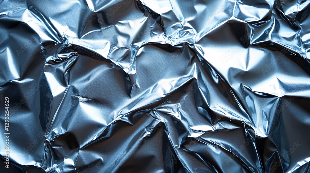 Aufkleber a close-up view of crumpled metallic foil, showcasing intricate patterns and a shiny surface that re