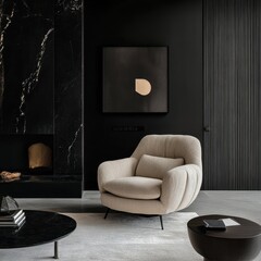 Living Room Interior decoration wall and armchair