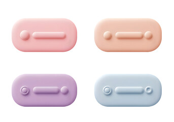 Colorful Minimalist Buttons Displayed on a Black Background with Simple Design