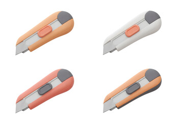 Colorful Box Cutters Isolated on Black for Cutting and Crafting Needs