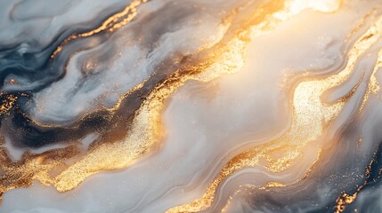 Obraz premium A mesmerizing abstract design featuring flowing waves of gold and soft gray, creating a luxurious and elegant visual impression.