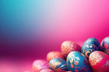Fototapeta premium Nowruz Celebration: Colorful Eggs Background with Oriental and Persian Traditions