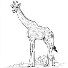 Fototapeta premium Elegant Wildlife Pencil Art - Giraffe in Line Drawing