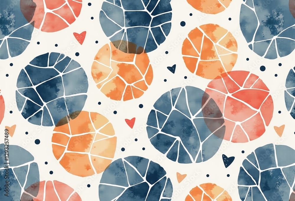 Poster immerse yourself in tranquility with this seamless geometrical pattern, featuring soft, watercolor-l