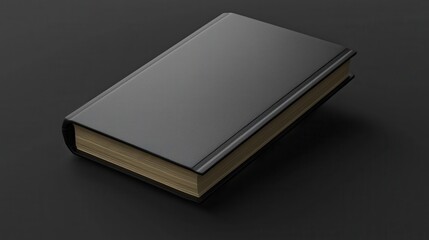 Black Leather Bound Book on Black Surface with Soft Shadow Effect