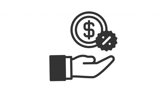Animated commission with money and worker sign. Suitable for finance, marketing, strategy, website, business, advertising, analysis, seo, promotion, campaign, advertisement, networking and company