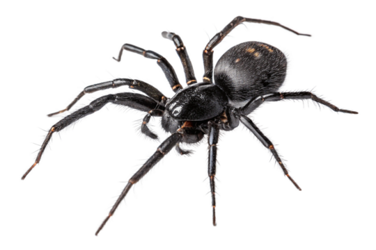 black spider isolated on transparent background cutout