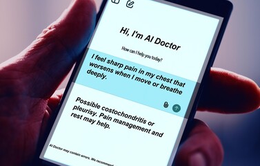 Artificial Intelligence-Based Healthcare Mobile App I feel sharp pain in my chest that worsens when...