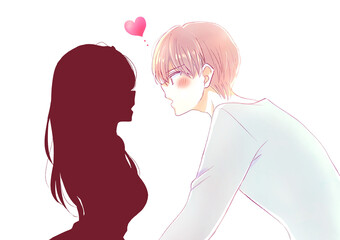 Fototapeta premium シルエットの女性に恋する男性