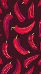 Captivating Red Chili Peppers Pattern Design for Kitchen or Home Decor