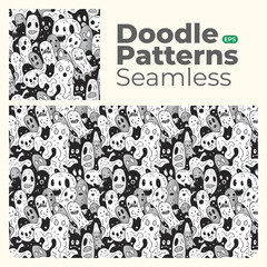 Doodle abstract full color patterns seamless