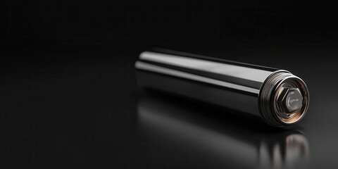 Isolated Lithium Ion Battery Metal Compound on Black Background for Scientific and Industrial Use