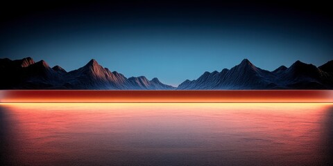 Fototapeta premium Serene Sunset Over Mountains and Water Reflecting Nature's Beauty