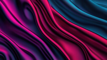 Obraz premium A vibrant wave of rich pink and teal fabric drapes elegantly, showcasing smooth texture and deep colors.