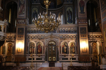 Interior view of the Holy Metropolitan Church of the Annunciation in Athens-Greece 
