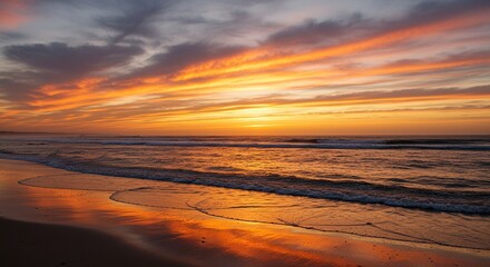 Obraz premium Serene Ocean Waves at Sunset