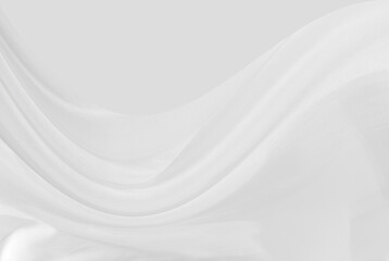 Curtain white wave and soft shadow. frabic shapes curve designs. abstract backround on isolated.
