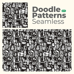 Obraz premium Doodle abstract full color patterns seamless