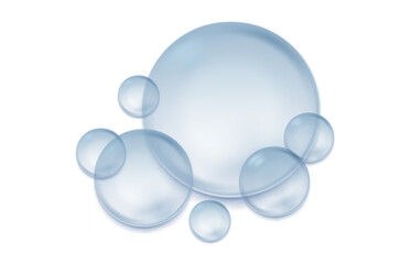 Soap water transparent shapes. Collagen serum droplet with realistic texture, isolated background for cosmetic and beauty product advertising PNG