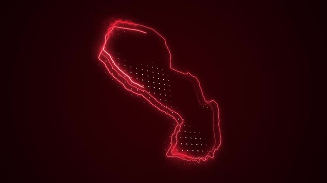 3D Neon Red Paraguay Map Borders Outline Loop Background