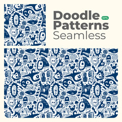 Doodle abstract full color patterns seamless
