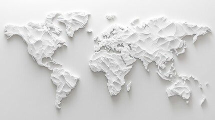 A 3D minimalistic paper-inspired world concept with a white background