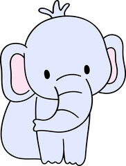 The hand-drawn elephant looks majestic and gentle